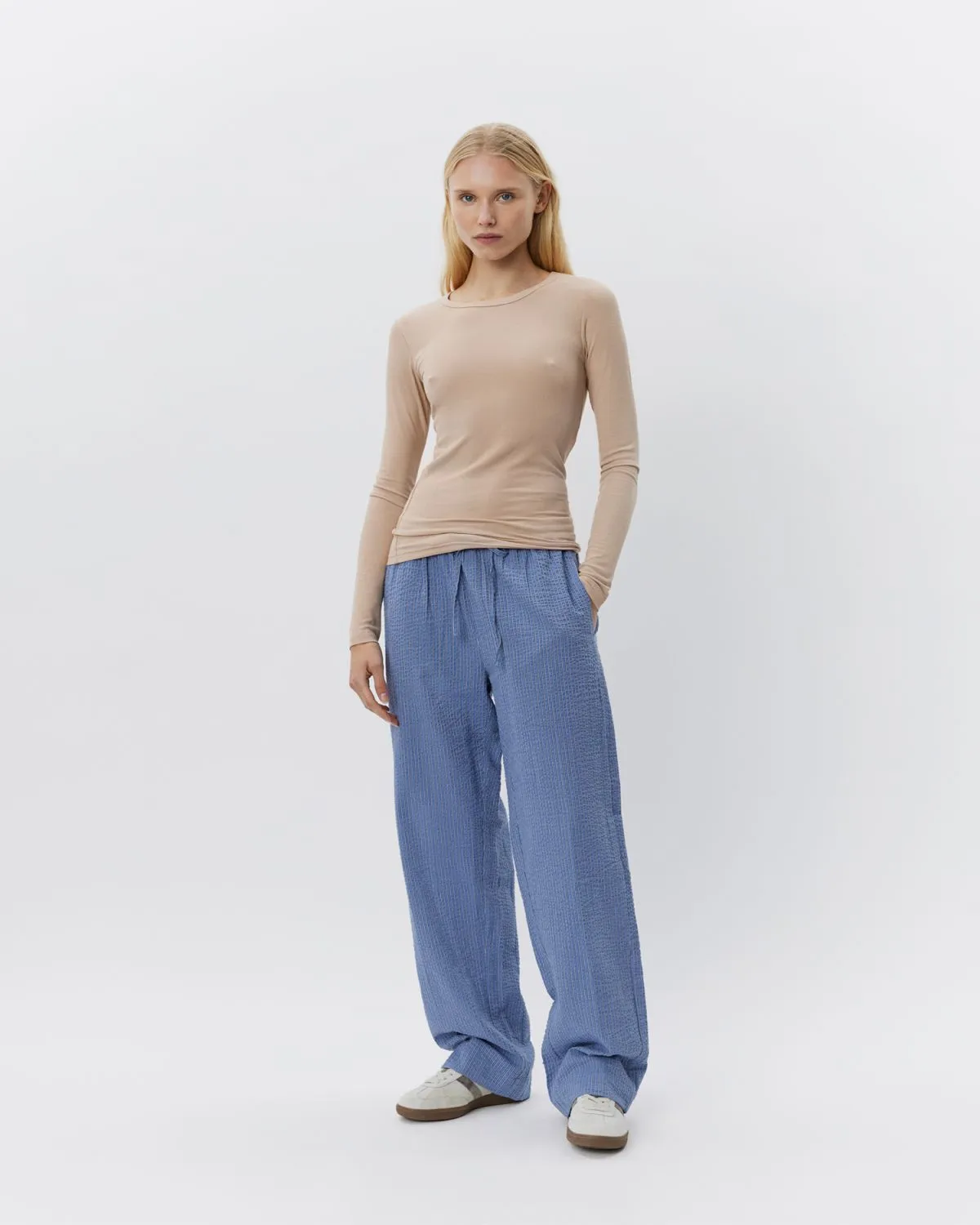 ABIGAILESW TROUSERS - Blue-Black w Antique White