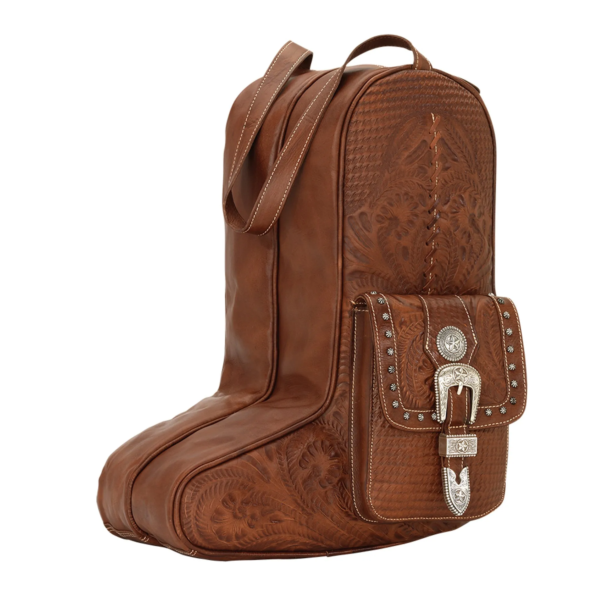 American West Retro Romance Antique Brown Leather Mens Boot Bag