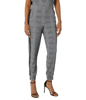 Anne Klein Side Stripe Pull-On Plaid Joggers Women's