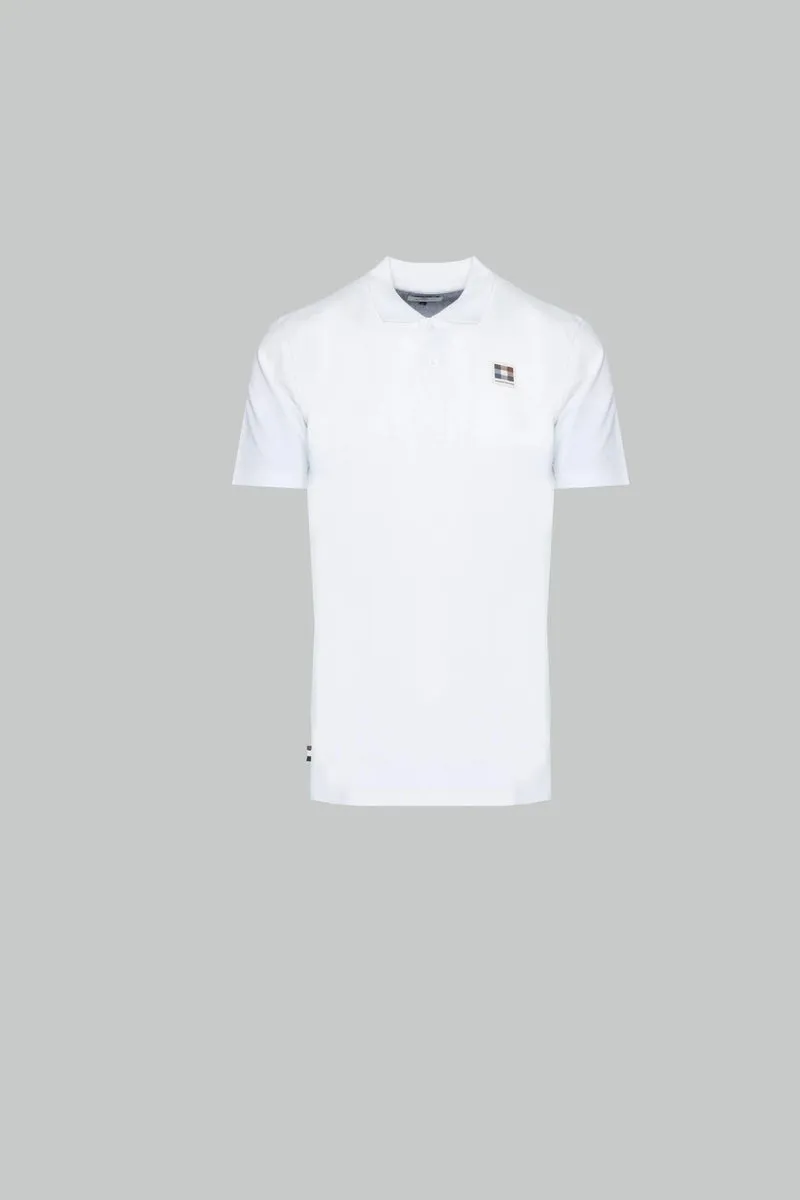 Aquascutum Active Check Patch Polo White