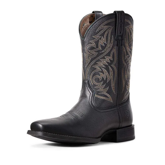 Ariat Men's Sport Herdsman Western Boot - Black Deertan