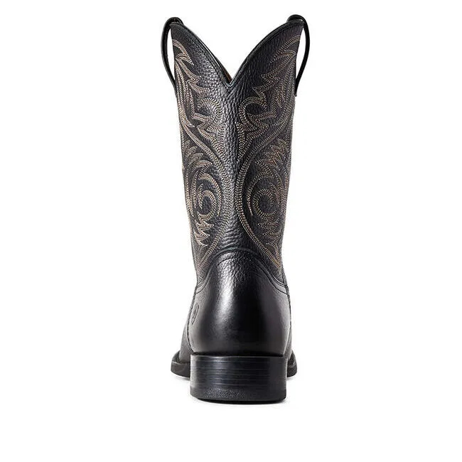 Ariat Men's Sport Herdsman Western Boot - Black Deertan