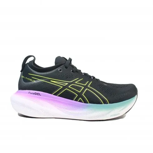 Asics GEL-NIMBUS 25 | Black/Glow Yellow | Womens Running Trainers