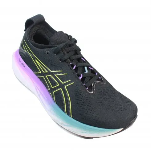 Asics GEL-NIMBUS 25 | Black/Glow Yellow | Womens Running Trainers