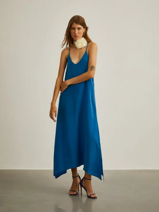 Asymmetric flowing dress