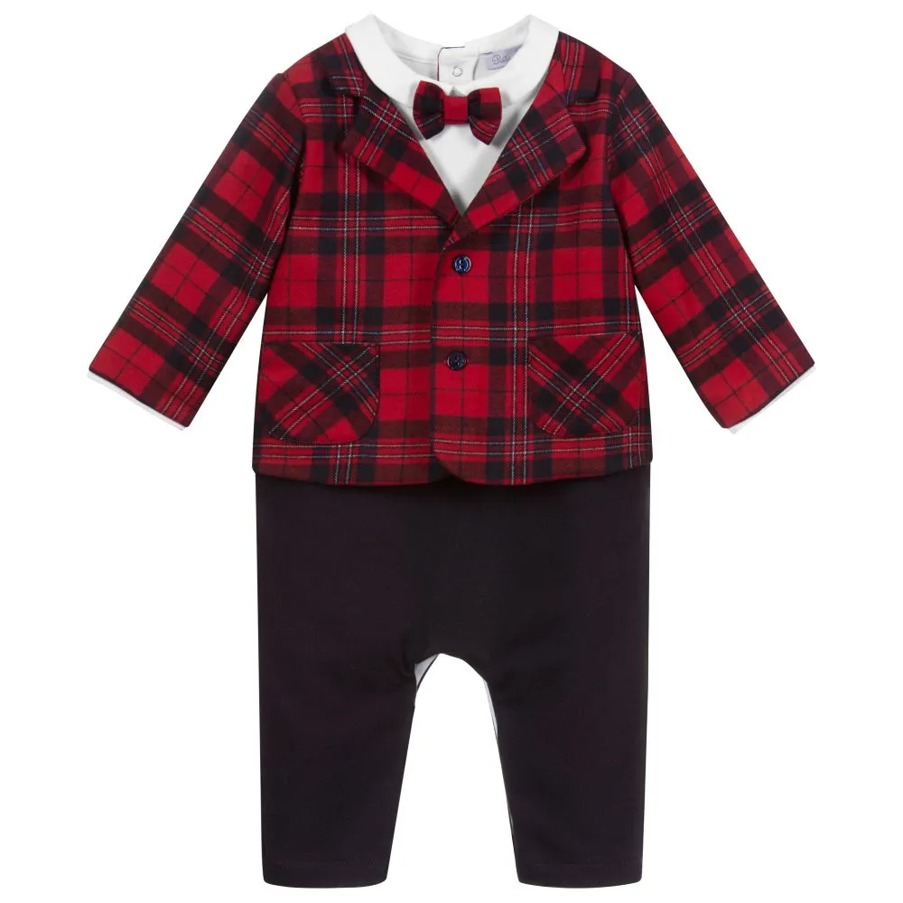 Baby Boys Red Tartan Romper