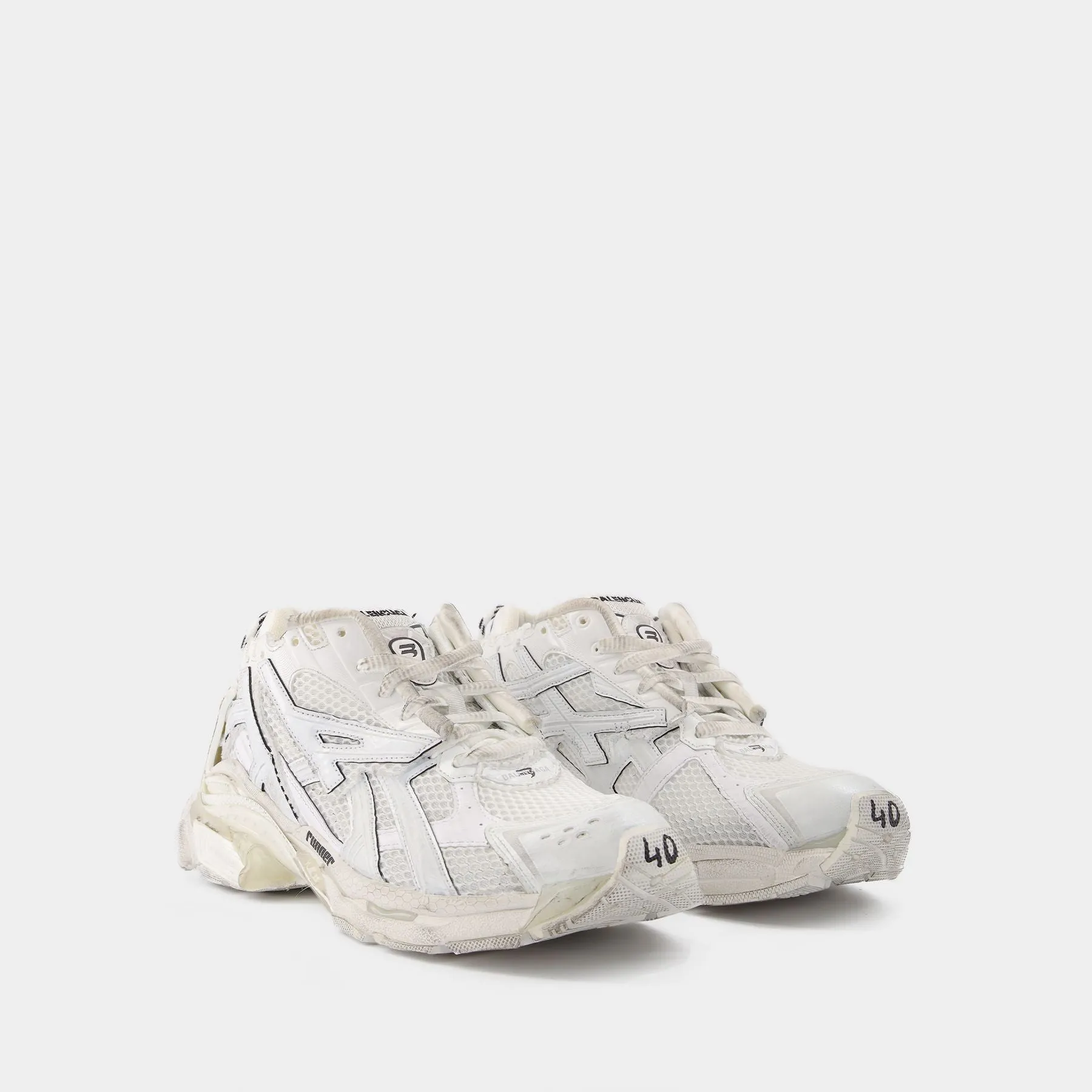 Balenciaga  Runner Sneakers in White Leather