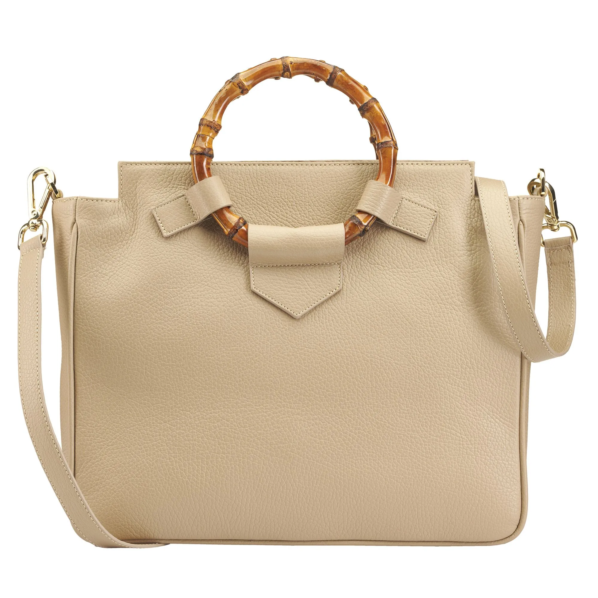 Beige Bamboo Leather Handbag