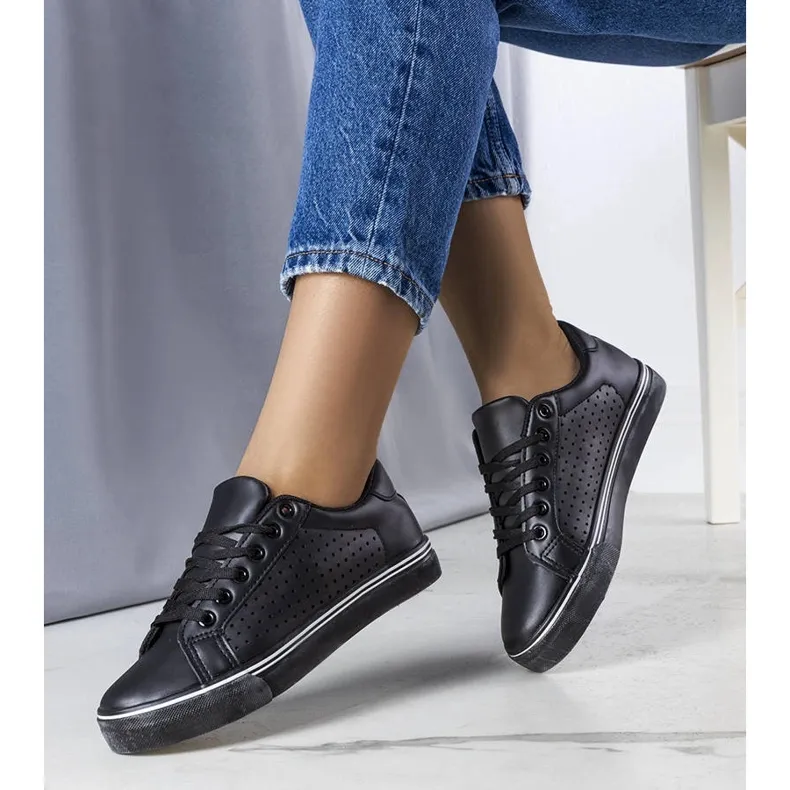 Black eco-leather sneakers from Joffre