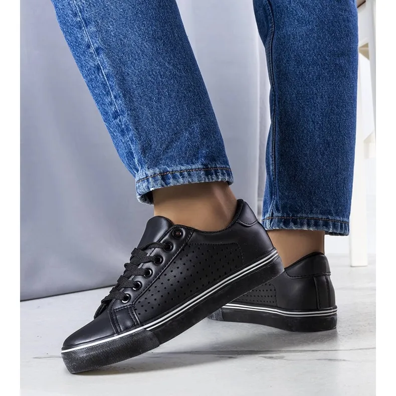 Black eco-leather sneakers from Joffre