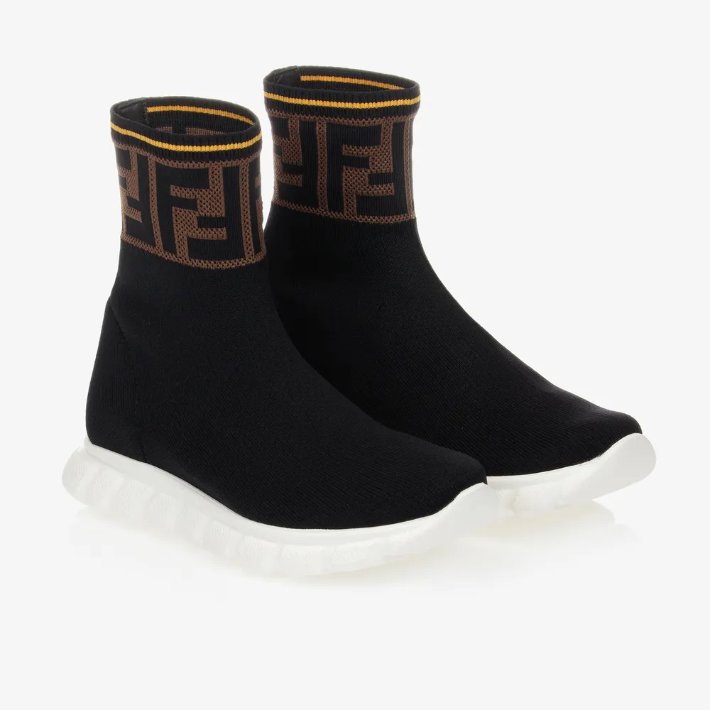 Black FF Logo Sock Trainers