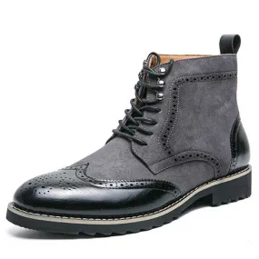 Black retro brogue lace up shoe boot 2551