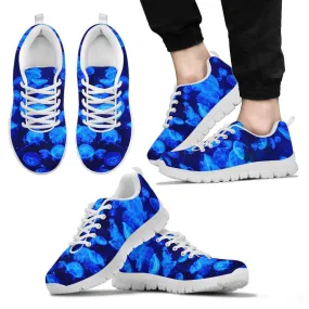 Blue Jelly Fish White Border Men's Sneakers