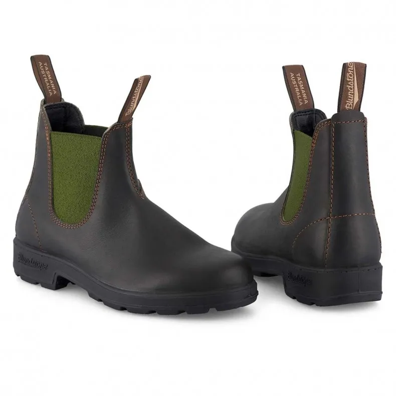 Blundstone 519 Original Series Boot (Stout Brown Leather/Olive Elastic)