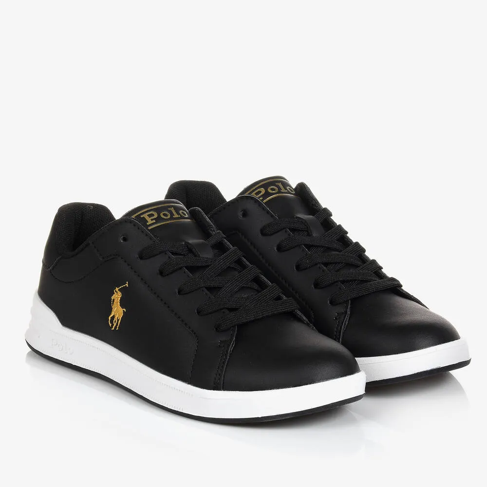 Boys Black & Gold Lace-Up Trainers