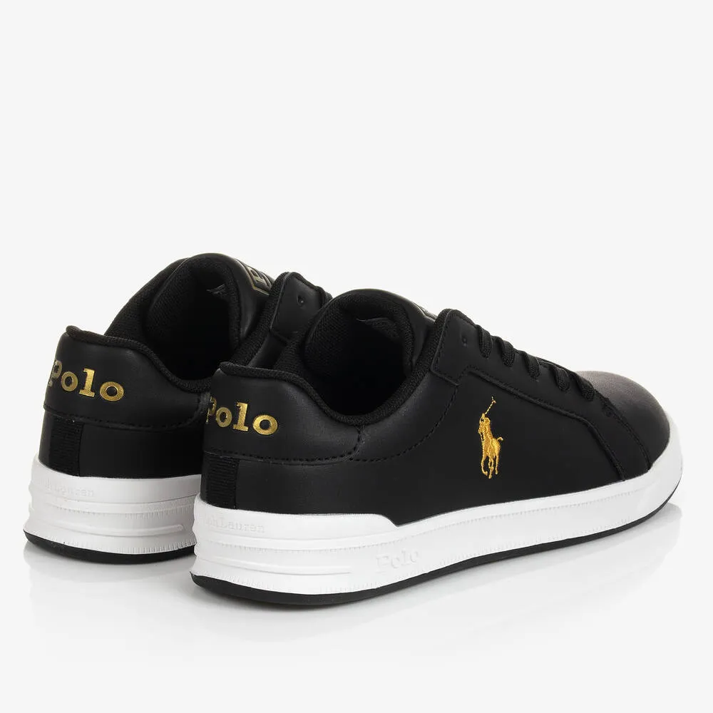 Boys Black & Gold Lace-Up Trainers