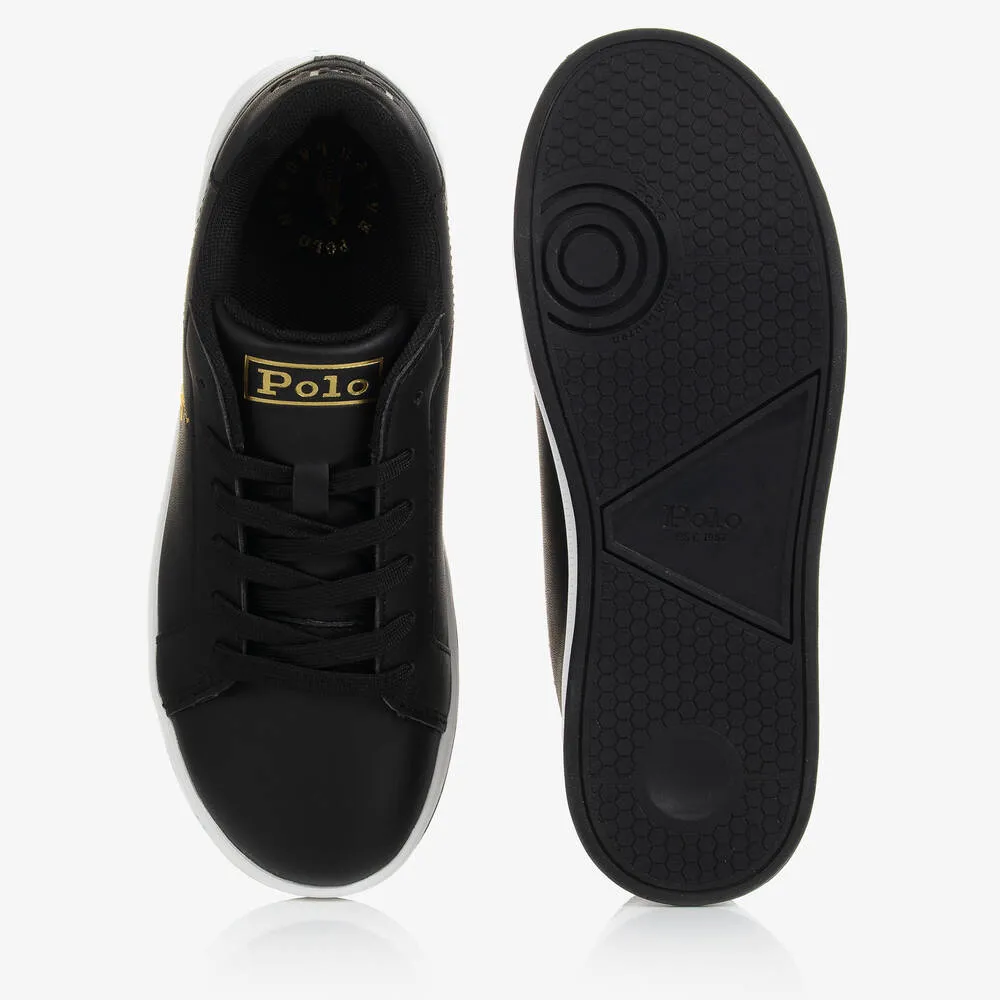 Boys Black & Gold Lace-Up Trainers