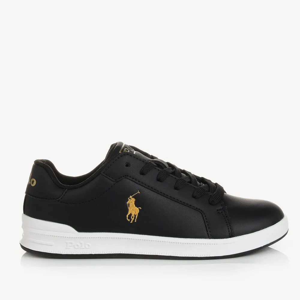 Boys Black & Gold Lace-Up Trainers