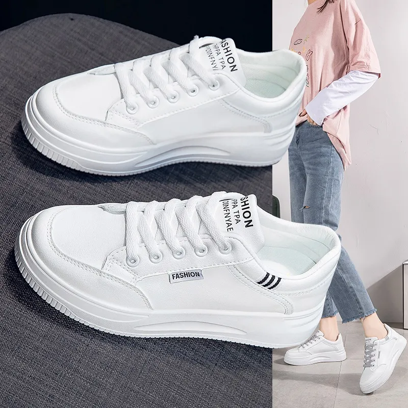 Breathable Faux Leather, Small White Casual, Spring Women's Sneakers