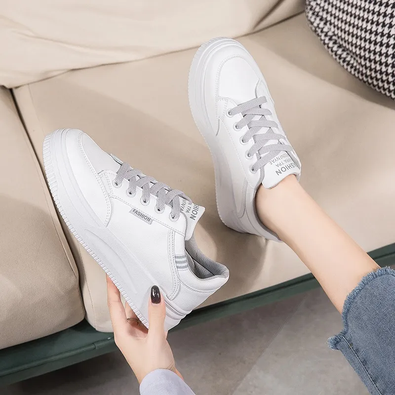 Breathable Faux Leather, Small White Casual, Spring Women's Sneakers