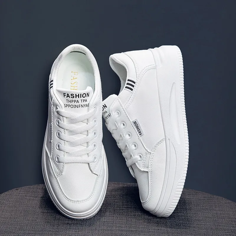 Breathable Faux Leather, Small White Casual, Spring Women's Sneakers