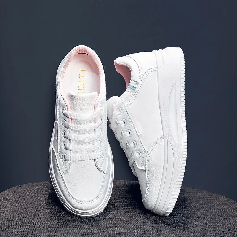 Breathable Faux Leather, Small White Casual, Spring Women's Sneakers