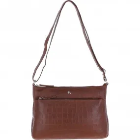 Bridge Croc Print Leather Shoulder Bag Cognac/croc: MC2