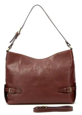 Brown leather bag 112266 worn on the shoulder