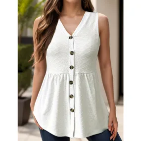 Button Up V-Neck Tank