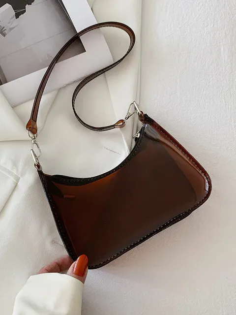 Certified Cool Girl Brown Transparent Shoulder Bag