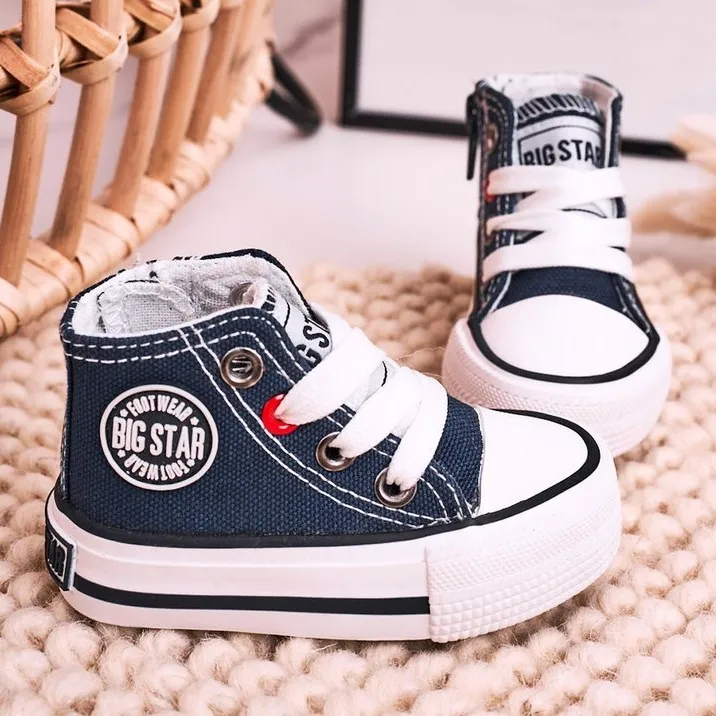 Children's High Sneakers With a zipper Big Star HH374189 Navy Blue