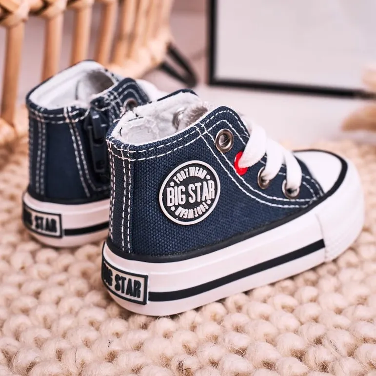 Children's High Sneakers With a zipper Big Star HH374189 Navy Blue