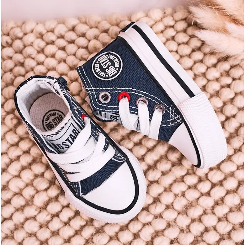 Children's High Sneakers With a zipper Big Star HH374189 Navy Blue