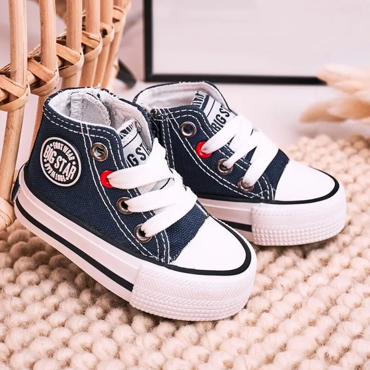 Children's High Sneakers With a zipper Big Star HH374189 Navy Blue