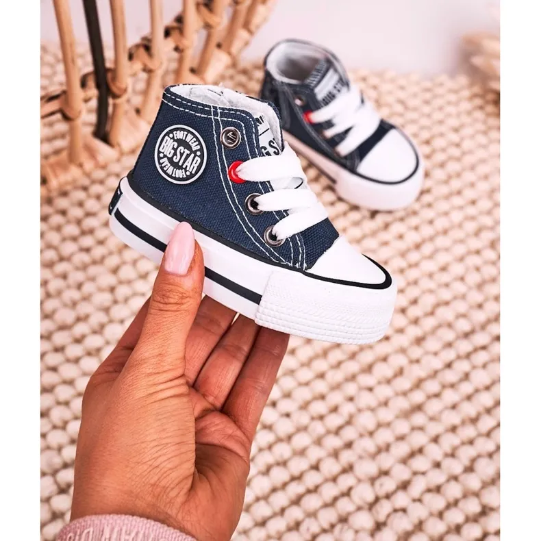 Children's High Sneakers With a zipper Big Star HH374189 Navy Blue