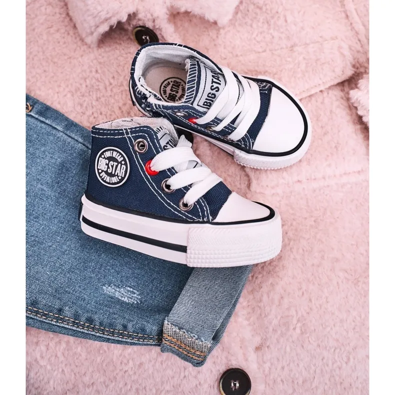 Children's High Sneakers With a zipper Big Star HH374189 Navy Blue