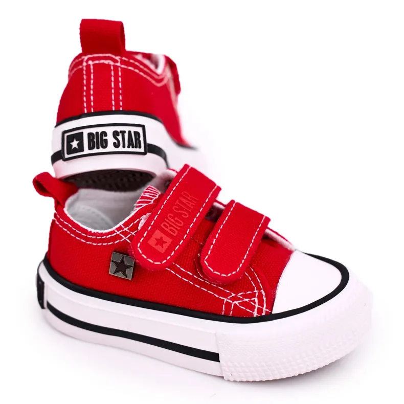 Children's Low Sneakers With Velcro Big Star HH374202 Red