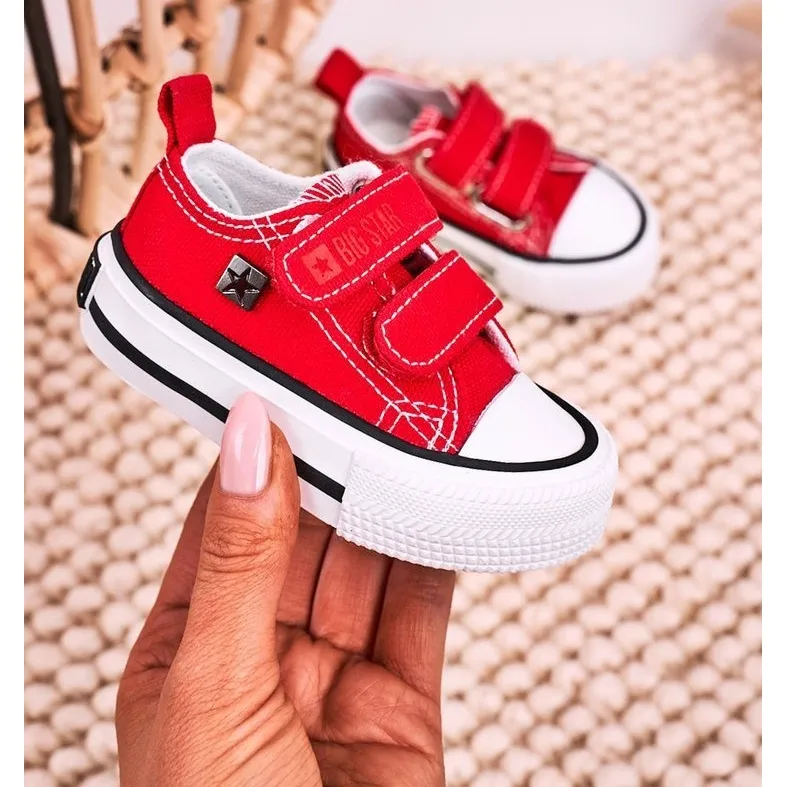 Children's Low Sneakers With Velcro Big Star HH374202 Red