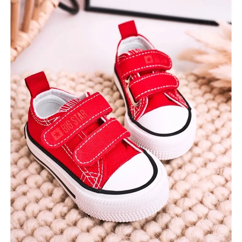 Children's Low Sneakers With Velcro Big Star HH374202 Red