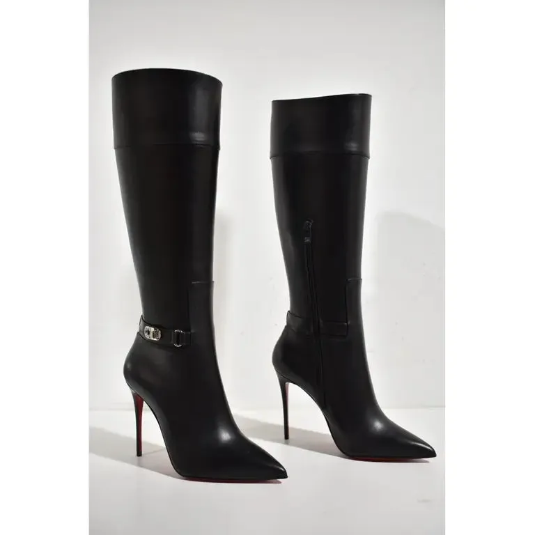 Christian Louboutin Condora Botta 100 Leather Knee-high Boot 'BLACK'