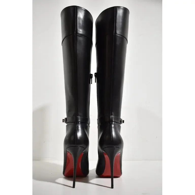 Christian Louboutin Condora Botta 100 Leather Knee-high Boot 'BLACK'