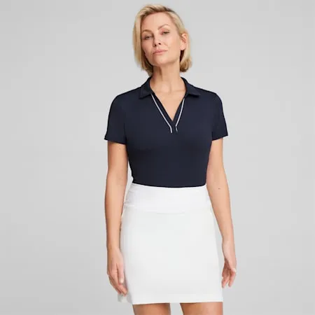 Cloudspun Piped Short Sleeved Women's Golf Polo | Deep Navy | PUMA Shop All Puma | PUMA 