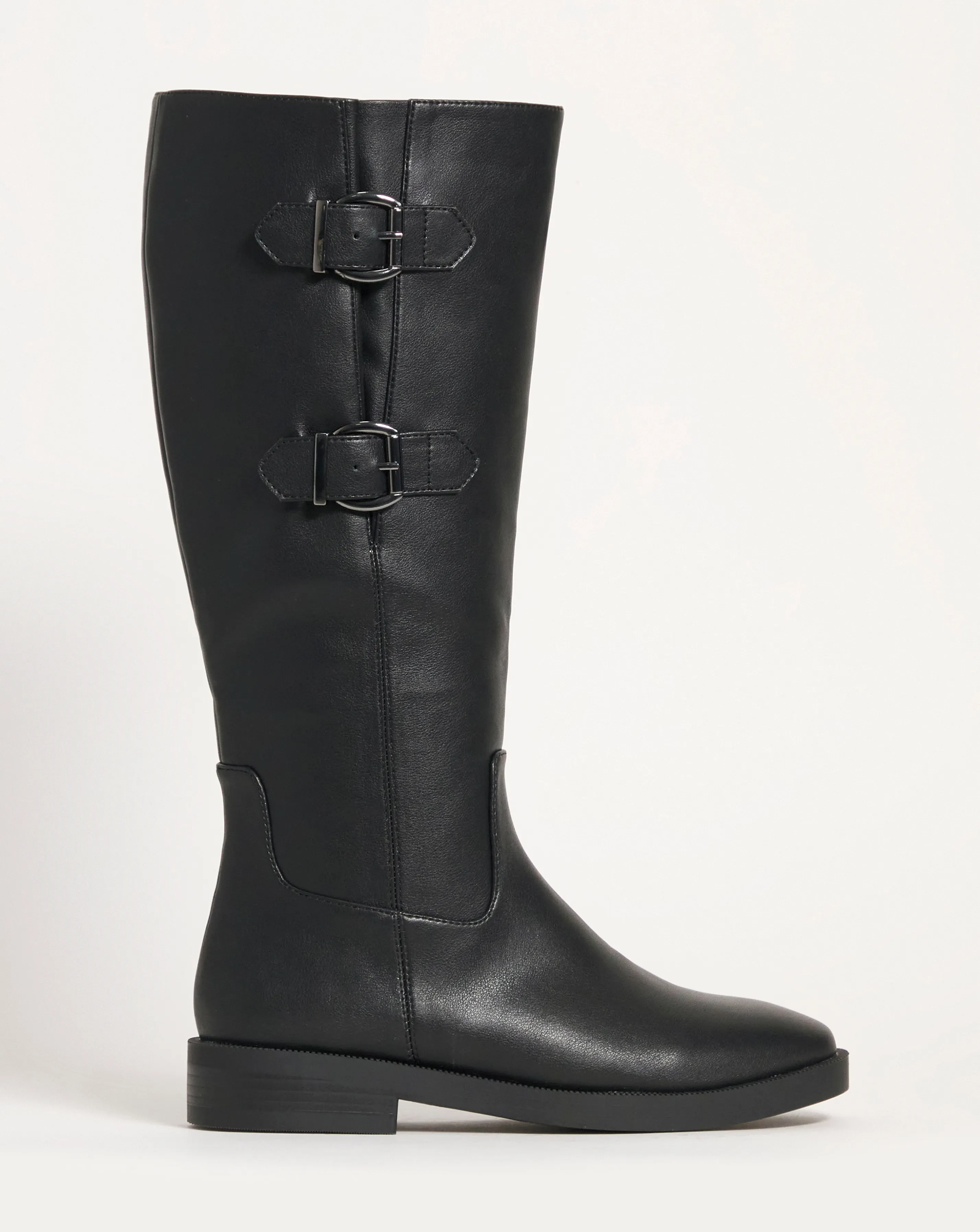 Comso Double Buckle High Leg Boot E Fit Curvy Plus Calf | Simply Be