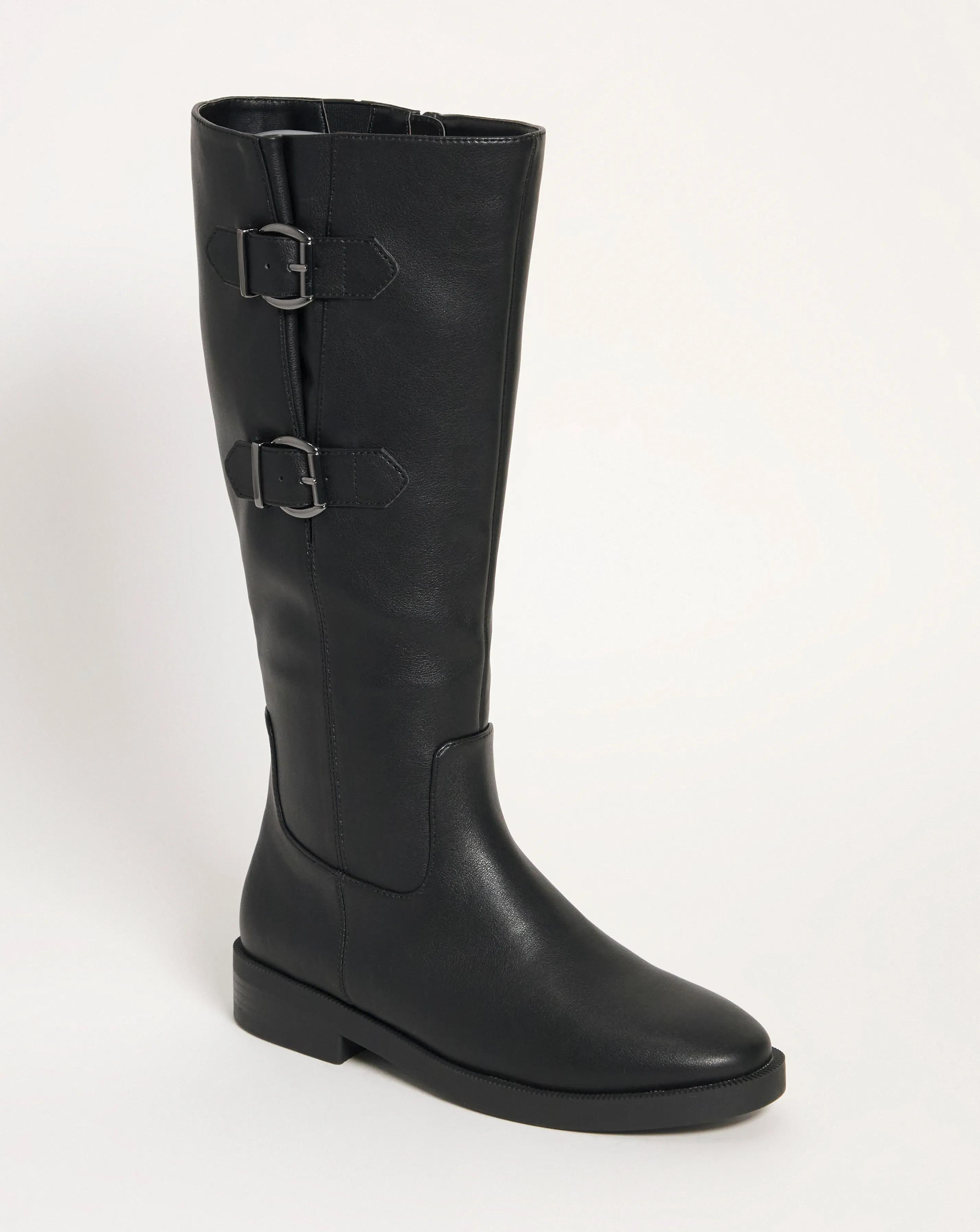 Comso Double Buckle High Leg Boot E Fit Curvy Plus Calf | Simply Be