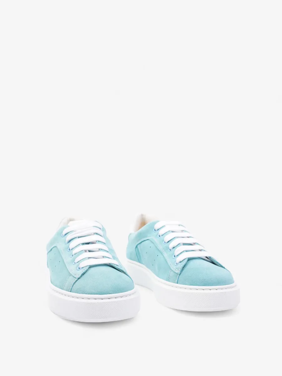 Doucal's Low Top Sneakers Aqua / White Suede EU 37 UK 4