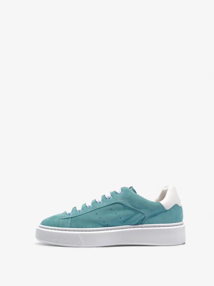 Doucal's Low Top Sneakers Aqua / White Suede EU 37 UK 4