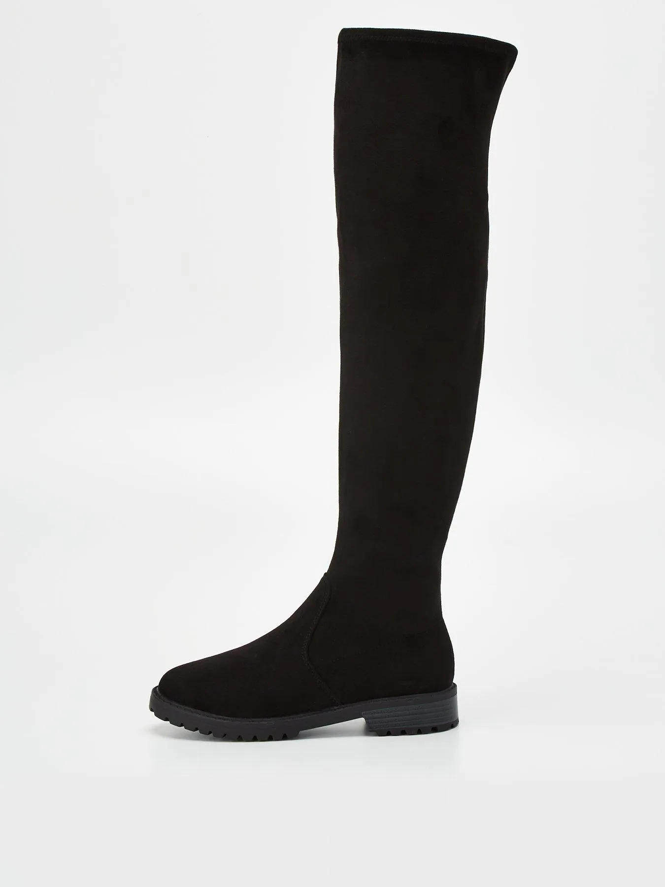 Everyday Over The Knee Stretch Back Boot - Black