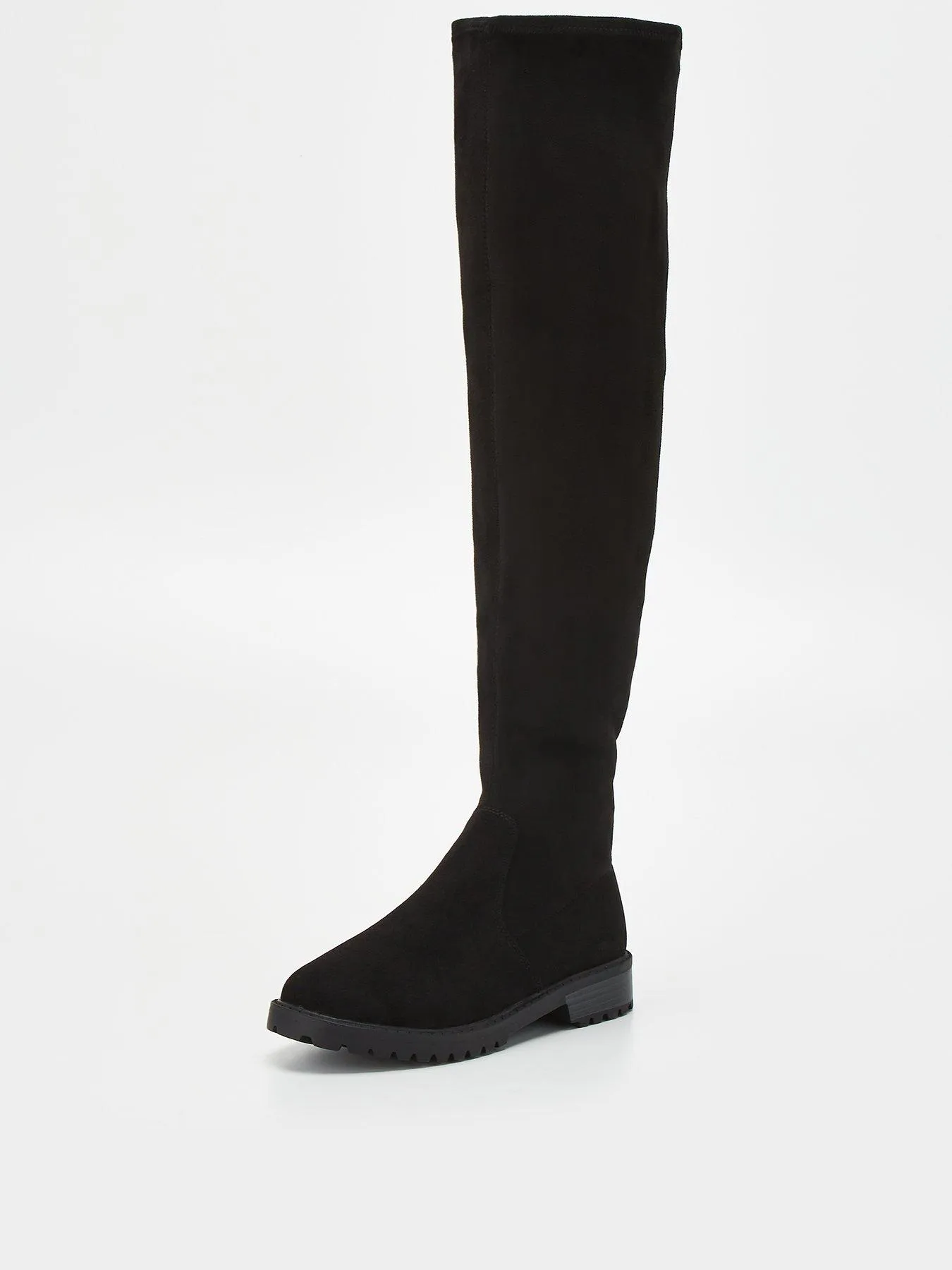 Everyday Over The Knee Stretch Back Boot - Black