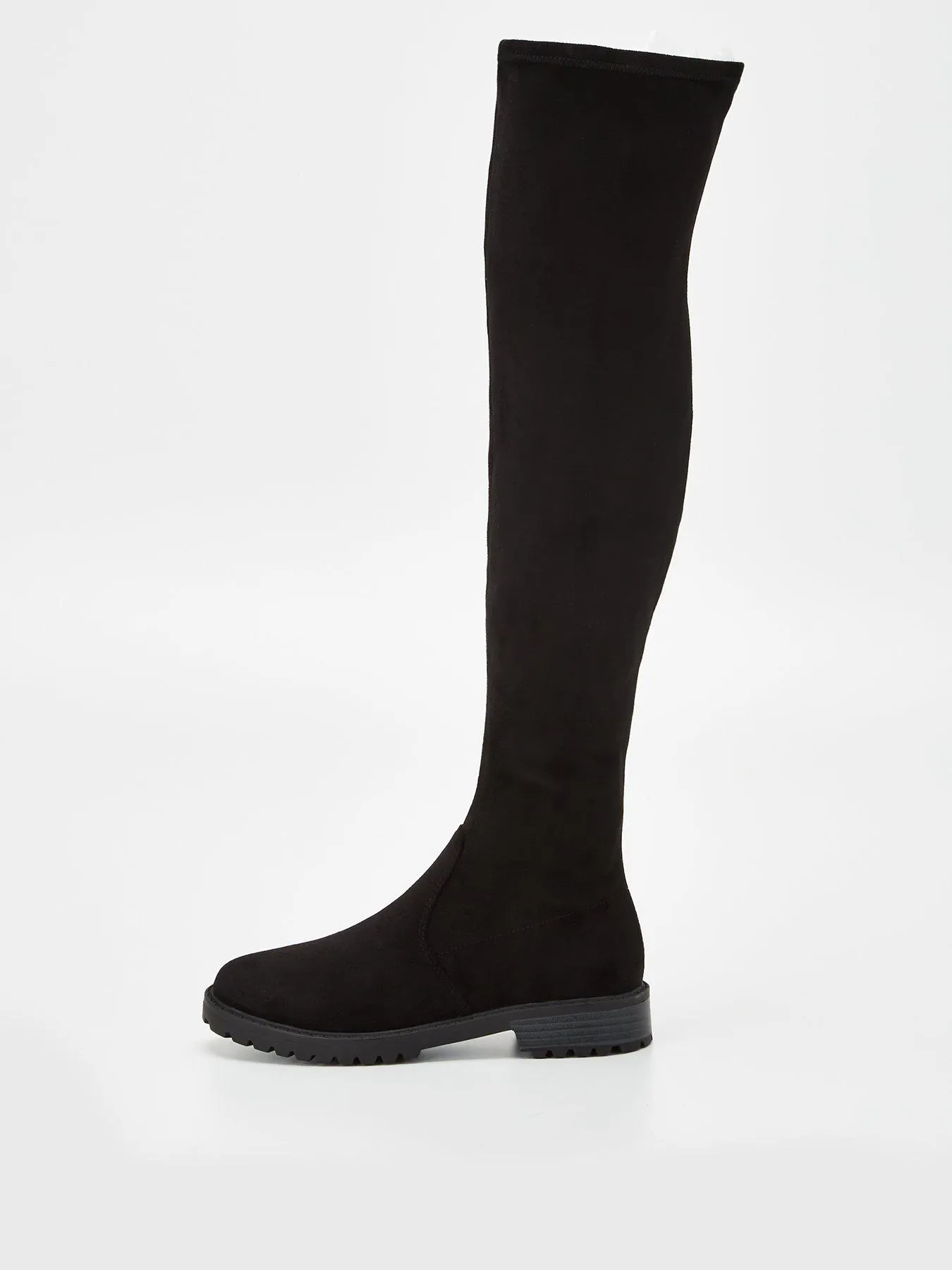 Everyday Wide Fit Over The Knee Stretch Back Boot - Black