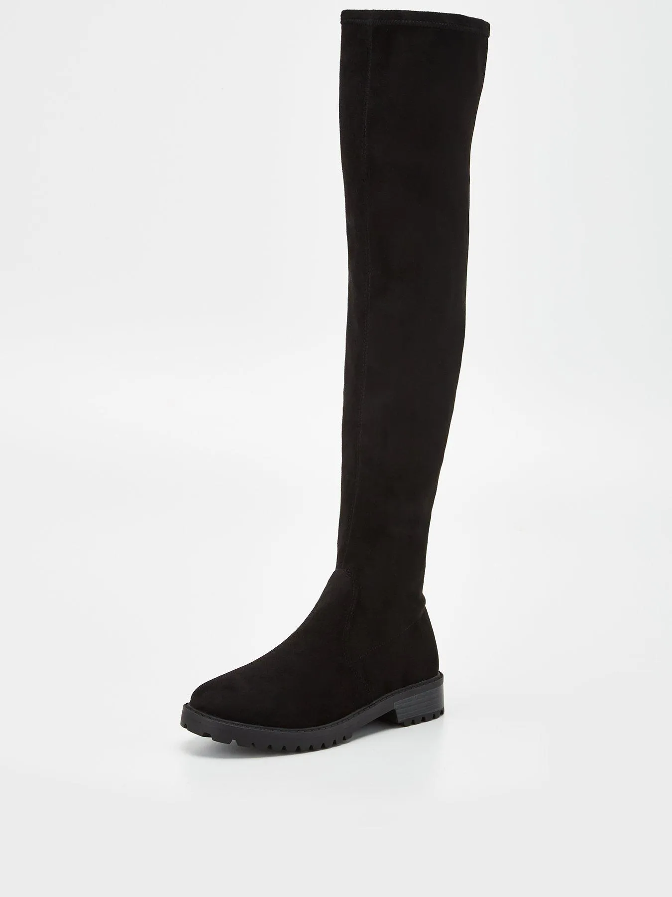 Everyday Wide Fit Over The Knee Stretch Back Boot - Black